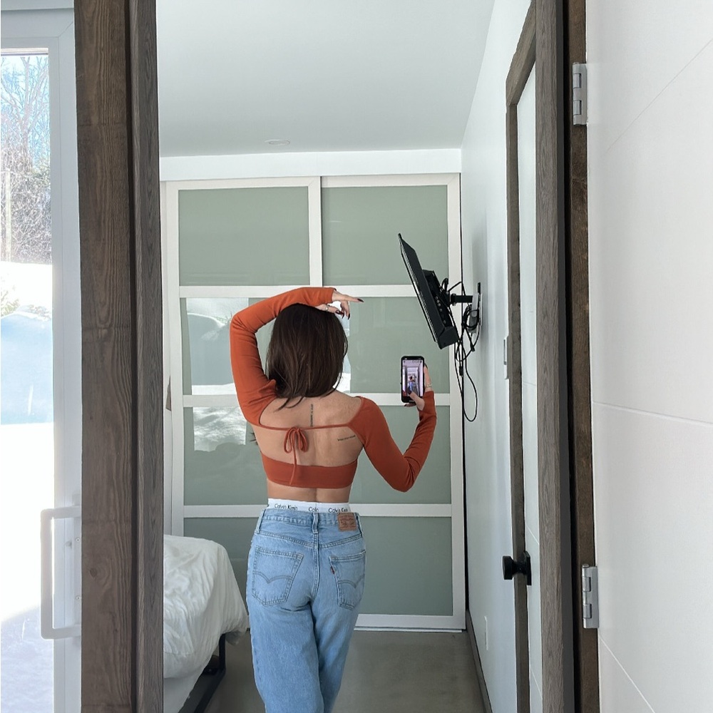 Edikted Orange Long Sleeve Crop Top